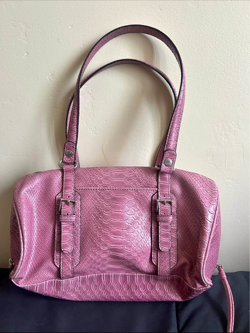 Liz Claiborne Pink Faux-Snakeskin Shoulder Bag